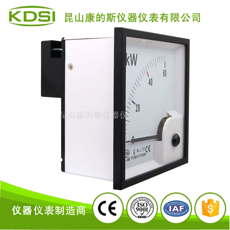 指针式三相三线功率表BE-96 60kW 100/5A 380V